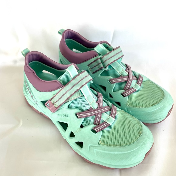 Merrell Hydro 2.0 Trail Shoe Sz 4 Kids WORN 1x Mint Green/Purple EUC - Picture 9 of 10